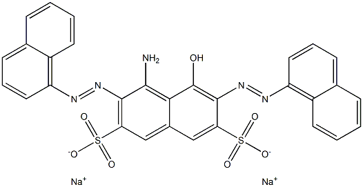 4-Amino-5-hydroxy-3,6-bis[(1-naphtyl)azo]naphthalene-2,7-disulfonic acid disodium salt Structure