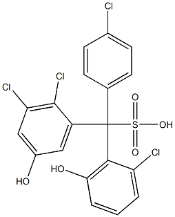 (4-Chlorophenyl)(2-chloro-6-hydroxyphenyl)(2,3-dichloro-5-hydroxyphenyl)methanesulfonic acid 结构式