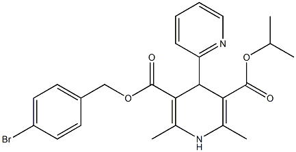 1,4-Dihydro-2,6-dimethyl-4-(2-pyridinyl)pyridine-3,5-dicarboxylic acid 3-(4-bromobenzyl)5-isopropyl ester Structure