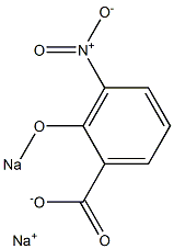 3-ニトロ-2-(ソジオオキシ)安息香酸ナトリウム 化学構造式