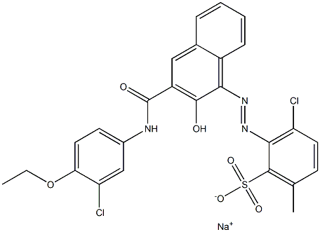 3-Chloro-6-methyl-2-[[3-[[(3-chloro-4-ethoxyphenyl)amino]carbonyl]-2-hydroxy-1-naphtyl]azo]benzenesulfonic acid sodium salt Structure