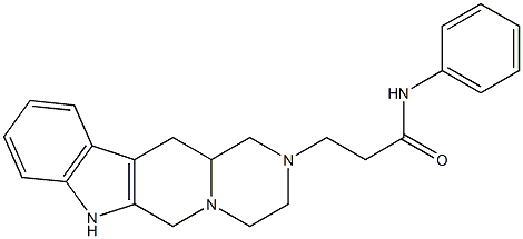 3,4,6,7,12,12a-ヘキサヒドロ-N-(フェニル)ピラジノ[1',2':1,6]ピリド[3,4-b]インドール-2(1H)-プロパンアミド 化学構造式