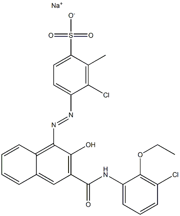 3-Chloro-2-methyl-4-[[3-[[(3-chloro-2-ethoxyphenyl)amino]carbonyl]-2-hydroxy-1-naphtyl]azo]benzenesulfonic acid sodium salt Structure