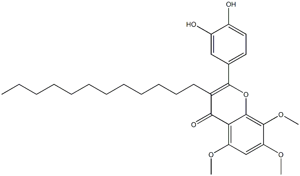 2-(3,4-Dihydroxyphenyl)-5,7,8-trimethoxy-3-dodecyl-4H-1-benzopyran-4-one 结构式