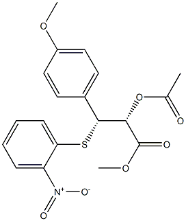 (2R,3R)-2-アセトキシ-3-(4-メトキシフェニル)-3-(2-ニトロフェニルチオ)プロピオン酸メチル 化学構造式