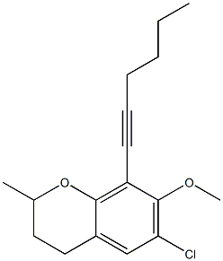 6-Chloro-7-methoxy-2-methyl-8-(1-hexynyl)-3,4-dihydro-2H-1-benzopyran Structure