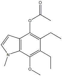 4-アセトキシ-5-エチル-6-エチル-7-メトキシ-1-メチル-1H-インドール 化学構造式