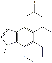 4-Acetoxy-5-ethyl-6-ethyl-7-methoxy-1-methyl-1H-indole Struktur