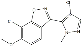 7-Chloro-6-methoxy-3-(4-chloro-2-methyl-2H-pyrazol-3-yl)-1,2-benzisoxazole Structure
