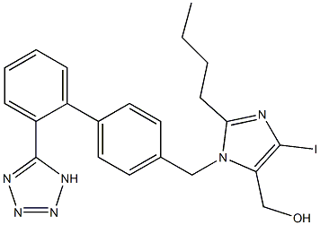 2-Butyl-4-iodo-1-[[2'-(1H-tetrazol-5-yl)-1,1'-biphenyl-4-yl]methyl]-1H-imidazole-5-methanol,,结构式
