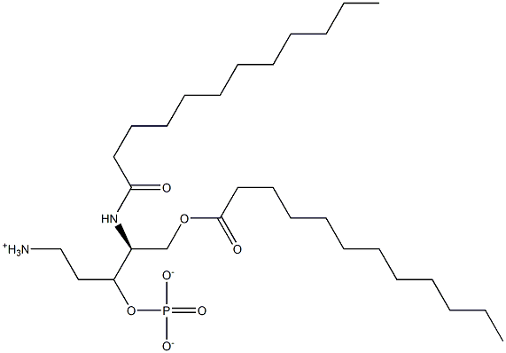 りん酸(2-アンモニオエチル)[(S)-2-ドデカノイルアミノ-3-ドデカノイルオキシプロピル] 化学構造式