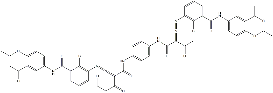 3,3'-[2-(Chloromethyl)-1,4-phenylenebis[iminocarbonyl(acetylmethylene)azo]]bis[N-[3-(1-chloroethyl)-4-ethoxyphenyl]-2-chlorobenzamide] Structure