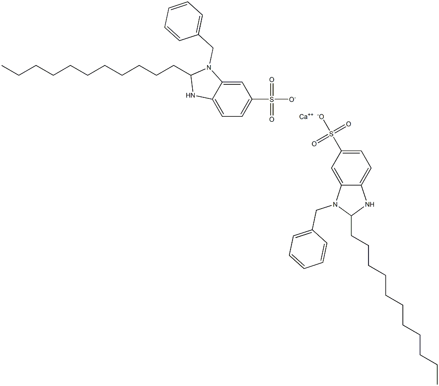 Bis(1-benzyl-2,3-dihydro-2-undecyl-1H-benzimidazole-6-sulfonic acid)calcium salt,,结构式
