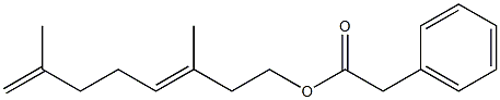 フェニル酢酸3,7-ジメチル-3,7-オクタジエニル 化学構造式