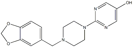 2-[4-(1,3-ベンゾジオキソール-5-イルメチル)-1-ピペラジニル]ピリミジン-5-オール 化学構造式