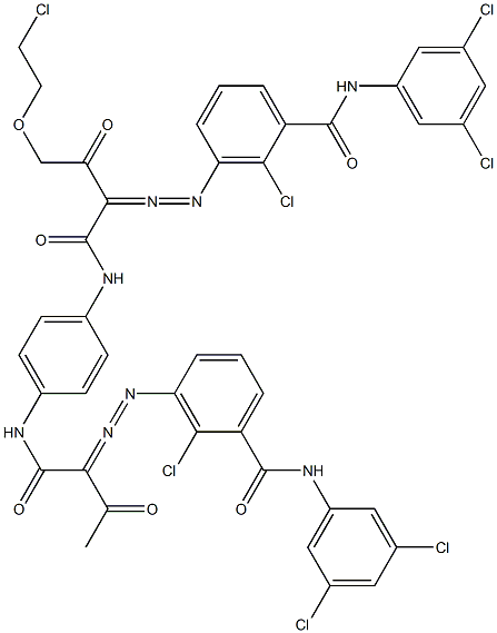 3,3'-[2-[(2-Chloroethyl)oxy]-1,4-phenylenebis[iminocarbonyl(acetylmethylene)azo]]bis[N-(3,5-dichlorophenyl)-2-chlorobenzamide],,结构式