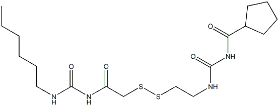 1-(Cyclopentylcarbonyl)-3-[2-[[(3-hexylureido)carbonylmethyl]dithio]ethyl]urea Structure