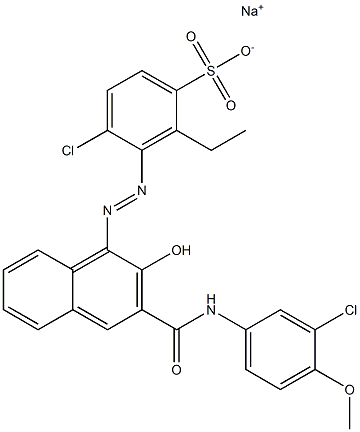 4-Chloro-2-ethyl-3-[[3-[[(3-chloro-4-methoxyphenyl)amino]carbonyl]-2-hydroxy-1-naphtyl]azo]benzenesulfonic acid sodium salt Structure