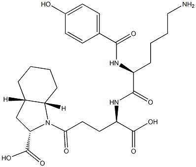 (2S,3aS,7aS)-Octahydro-1-[(4R)-4-[[(2S)-6-amino-2-[4-hydroxybenzoylamino]hexanoyl]amino]-4-carboxybutyryl]-1H-indole-2-carboxylic acid Structure