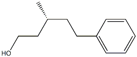 [R,(+)]-3-メチル-5-フェニル-1-ペンタノール 化学構造式