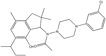 2,3-Dihydro-3-[[4-(3-chlorophenyl)-1-piperazinyl]acetylamino]-5-sec-butyl-2,2,7-trimethyl-1H-inden-4-ol