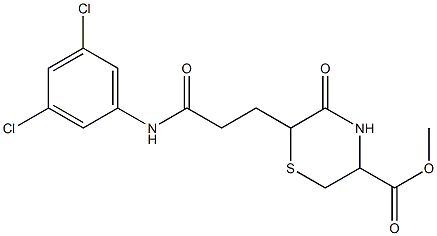 2-[2-[(3,5-Dichlorophenyl)carbamoyl]ethyl]-3-oxo-2,3,5,6-tetrahydro-4H-1,4-thiazine-5-carboxylic acid methyl ester Struktur
