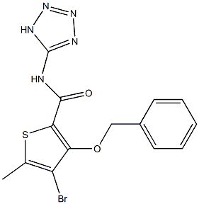 4-ブロモ-3-ベンジルオキシ-5-メチル-N-(1H-テトラゾール-5-イル)チオフェン-2-カルボアミド 化学構造式