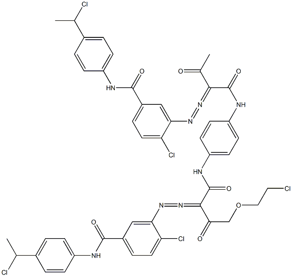 3,3'-[2-[(2-Chloroethyl)oxy]-1,4-phenylenebis[iminocarbonyl(acetylmethylene)azo]]bis[N-[4-(1-chloroethyl)phenyl]-4-chlorobenzamide] Structure