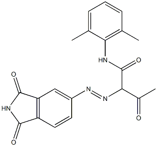 N-(2,6-ジメチルフェニル)-2-(1,3-ジオキソイソインドリン-5-イルアゾ)-2-アセチルアセトアミド 化学構造式