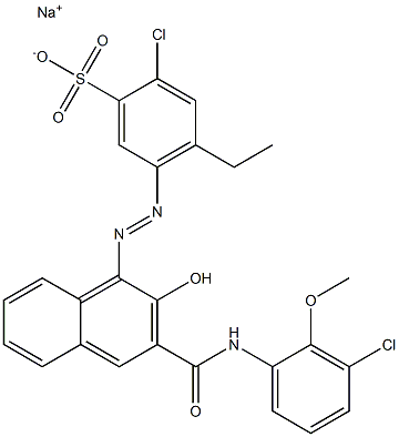 2-Chloro-4-ethyl-5-[[3-[[(3-chloro-2-methoxyphenyl)amino]carbonyl]-2-hydroxy-1-naphtyl]azo]benzenesulfonic acid sodium salt Structure