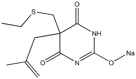 5-(エチルチオメチル)-5-(2-メチル-2-プロペニル)-2-ソジオオキシ-4,6(1H,5H)-ピリミジンジオン 化学構造式