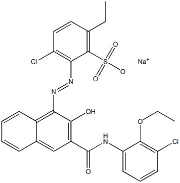 3-Chloro-6-ethyl-2-[[3-[[(3-chloro-2-ethoxyphenyl)amino]carbonyl]-2-hydroxy-1-naphtyl]azo]benzenesulfonic acid sodium salt Structure