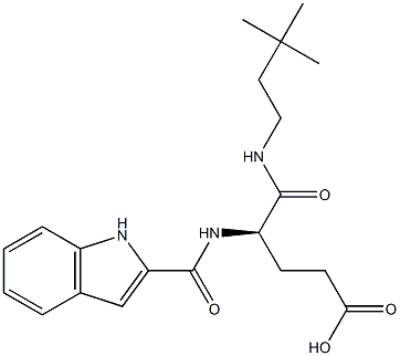 (R)-4-(1H-Indol-2-ylcarbonylamino)-5-oxo-5-(3,3-dimethylbutylamino)valeric acid Struktur
