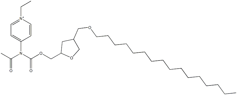 4-[N-アセチル-N-[[(テトラヒドロ-4-ヘキサデシルオキシメチルフラン)-2-イル]メトキシカルボニル]アミノ]-1-エチルピリジニウム 化学構造式