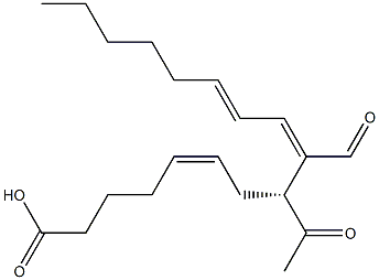 (5Z,8R,9E,11E)-8-アセチル-9-ホルミルヘプタデカ-5,9,11-トリエン酸 化学構造式