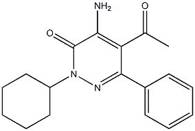 2-Cyclohexyl-4-amino-5-acetyl-6-phenylpyridazin-3(2H)-one,,结构式