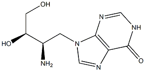 9-[(2R,3R)-2-Amino-3,4-dihydroxybutyl]-1,9-dihydro-6H-purin-6-one Struktur