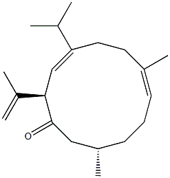 (2R,3Z,7E,11S)-2-(1-Methylethenyl)-4-isopropyl-7,11-dimethylcyclododeca-3,7-dien-1-one,,结构式