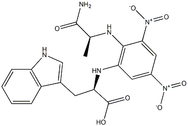(S)-2-[[6-[[(R)-1-カルボキシ-2-(1H-インドール-3-イル)エチル]アミノ]-2,4-ジニトロフェニル]アミノ]プロパンアミド 化学構造式