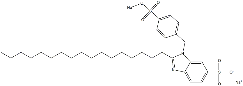1-[4-(ソジオオキシスルホニル)ベンジル]-2-ヘプタデシル-1H-ベンゾイミダゾール-6-スルホン酸ナトリウム 化学構造式