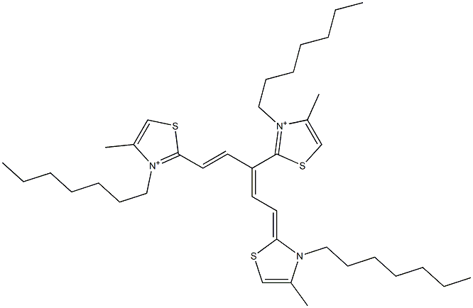 2,2'-[3-[2-(3-Heptyl-4-methylthiazol-2(3H)-ylidene)ethylidene]-1-propene-1,3-diyl]bis[3-heptyl-4-methylthiazol-3-ium],,结构式