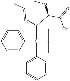 (2S,3R,4E)-2-メトキシ-3-[ジフェニル(tert-ブチル)シリル]-4-ヘキセン酸 化学構造式