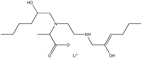 2-[N-(2-ヒドロキシヘキシル)-N-[2-(2-ヒドロキシ-2-ヘキセニルアミノ)エチル]アミノ]プロピオン酸リチウム 化学構造式