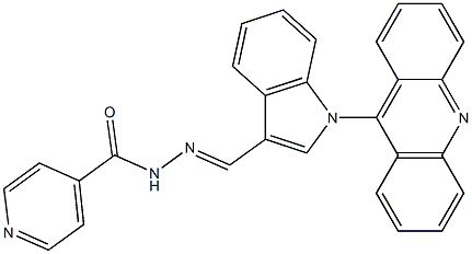 1-(Acridin-9-yl)-1H-indole-3-carbaldehyde 4-pyridylcarbonyl hydrazone,,结构式