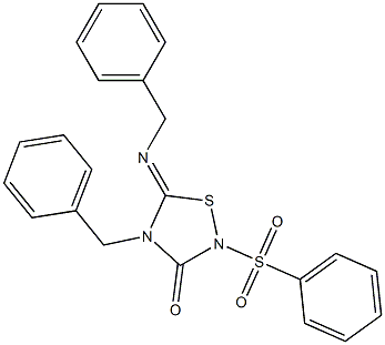 4-Benzyl-2-(phenylsulfonyl)-5-(benzylimino)-1,2,4-thiadiazolidin-3-one Structure