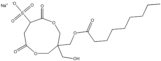 1-(Nonanoyloxymethyl)-1-(hydroxymethyl)-4,7-dioxo-3,8-dioxacyclononane-6-sulfonic acid sodium salt Structure