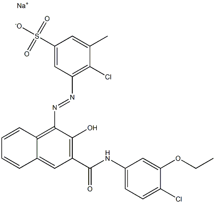 4-Chloro-3-methyl-5-[[3-[[(4-chloro-3-ethoxyphenyl)amino]carbonyl]-2-hydroxy-1-naphtyl]azo]benzenesulfonic acid sodium salt,,结构式