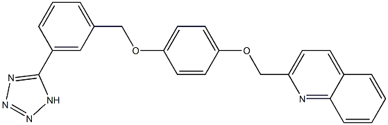 2-[4-[3-(1H-テトラゾール-5-イル)ベンジルオキシ]フェノキシメチル]キノリン 化学構造式