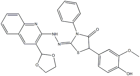 2-[2-[3-(1,3-Dioxolane-2-yl)quinoline-2-yl]hydrazono]-3-phenyl-5-(4-hydroxy-3-methoxyphenyl)thiazolidine-4-one