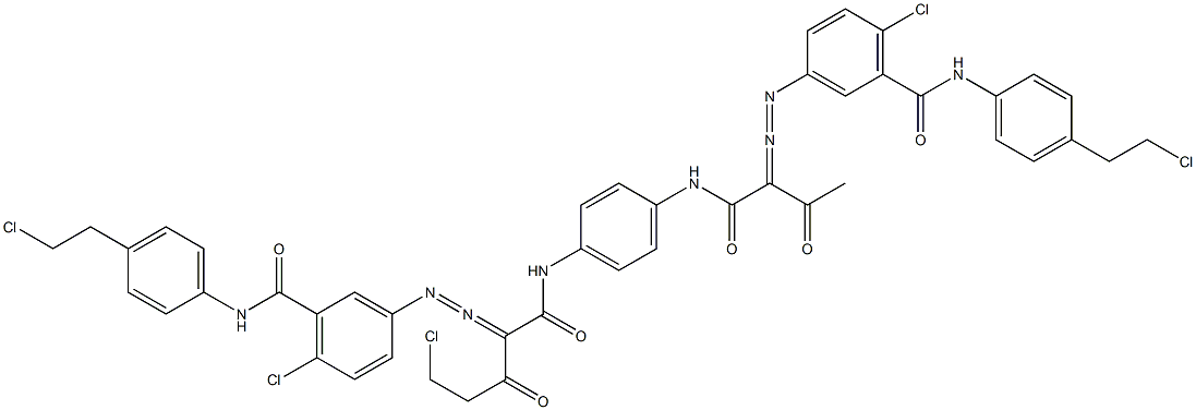 3,3'-[2-(Chloromethyl)-1,4-phenylenebis[iminocarbonyl(acetylmethylene)azo]]bis[N-[4-(2-chloroethyl)phenyl]-6-chlorobenzamide] Structure